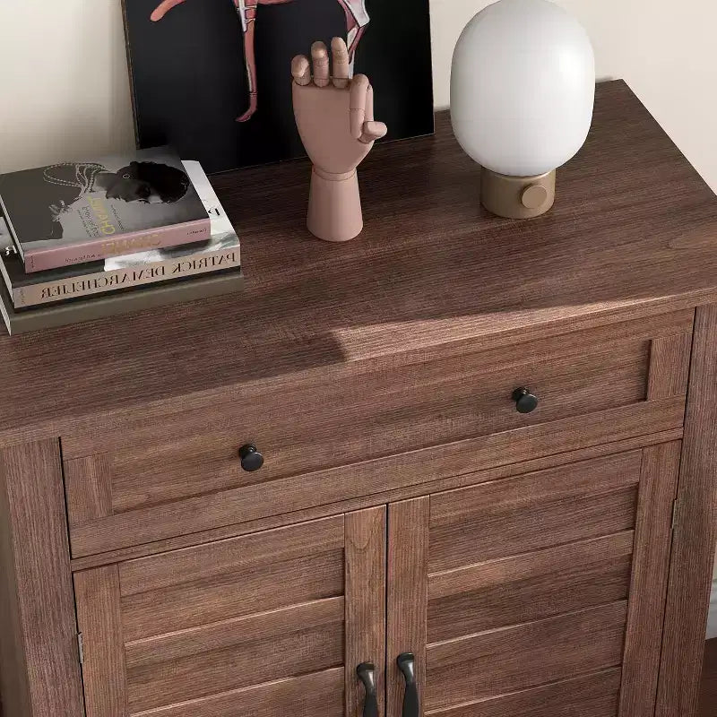 Armoire de rangement rustique 80 cm, avec portes à lattes, 3 niveaux réglables, casier à double porte, pour cuisine, salle à manger et bureau à domicile