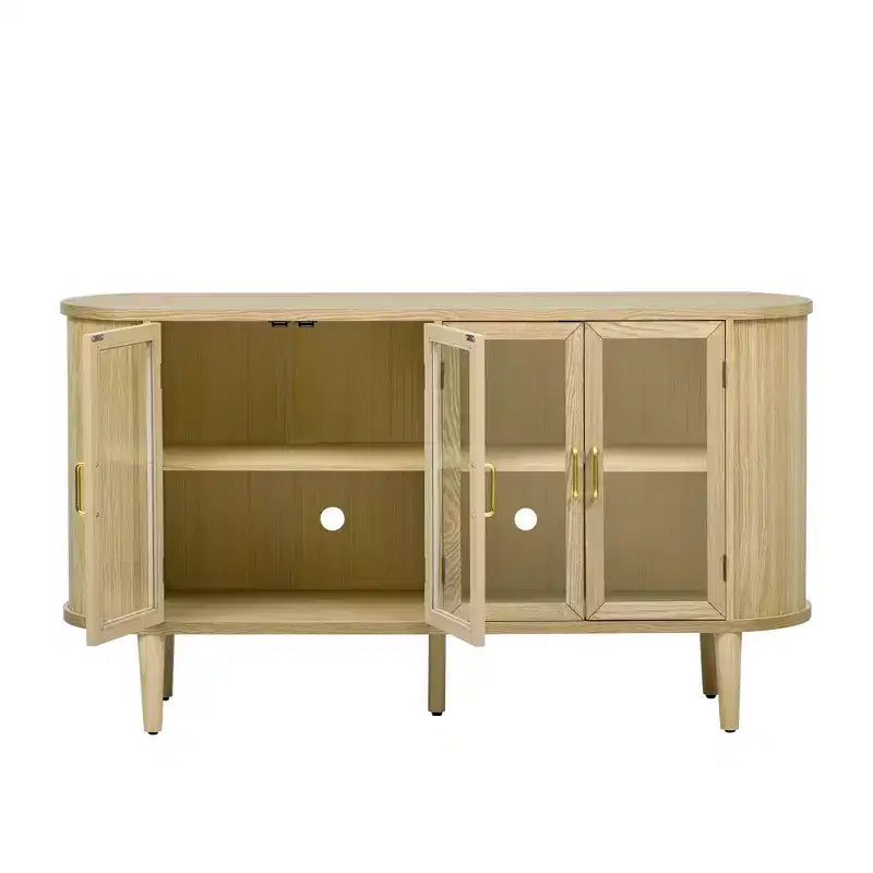 Bahut de rangement de ferme, buffet en bois, armoire d'appoint avec portes en verre et étagères réglables, noir/naturel