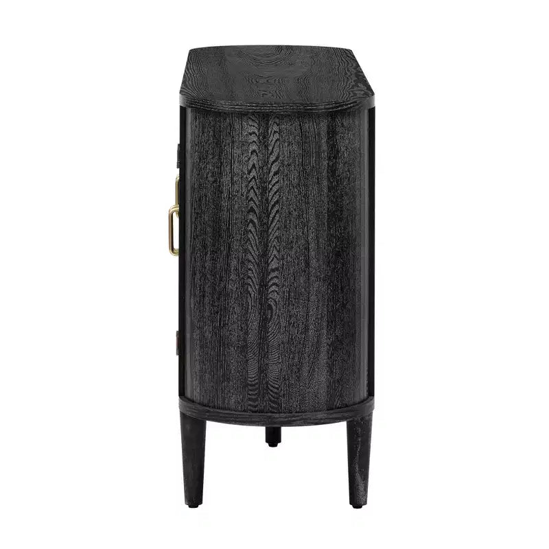Bahut de rangement de ferme, buffet en bois, armoire d'appoint avec portes en verre et étagères réglables, noir/naturel