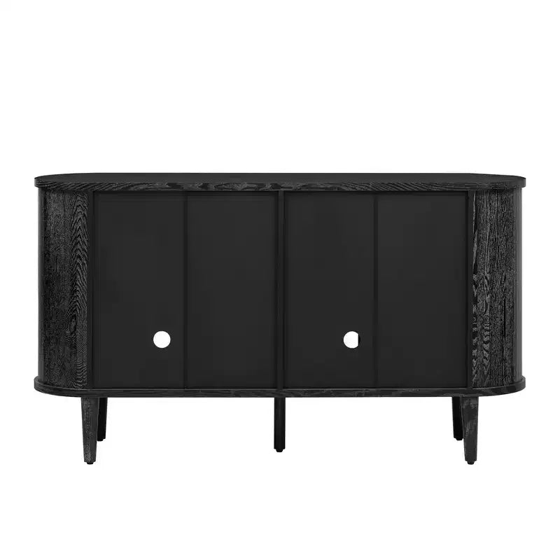 Bahut de rangement de ferme, buffet en bois, armoire d'appoint avec portes en verre et étagères réglables, noir/naturel