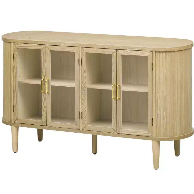 Bahut de rangement de ferme, buffet en bois, armoire d'appoint avec portes en verre et étagères réglables, noir/naturel