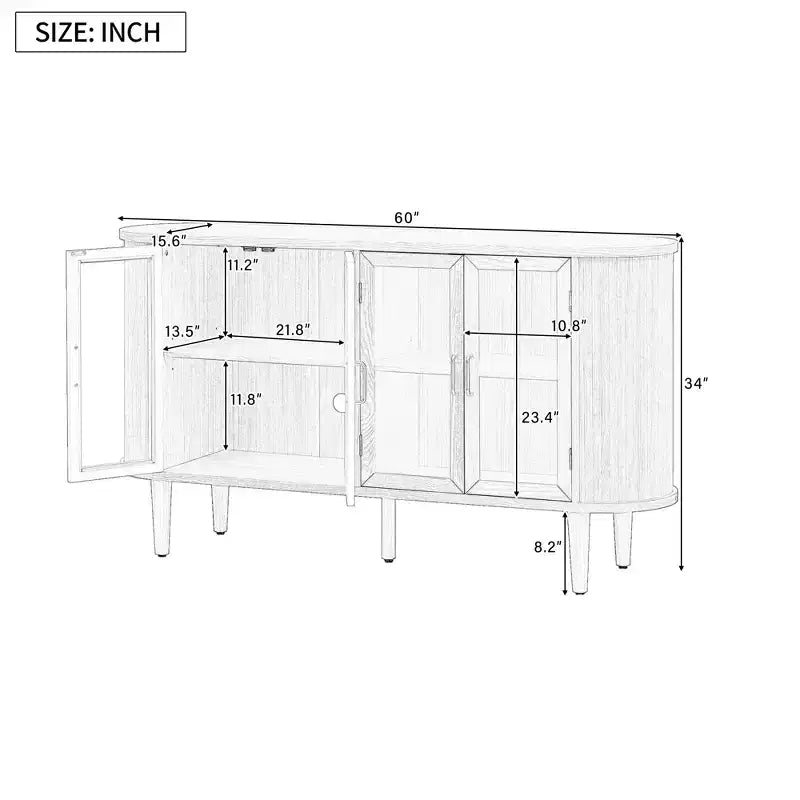 Bahut de rangement de ferme, buffet en bois, armoire d'appoint avec portes en verre et étagères réglables, noir/naturel