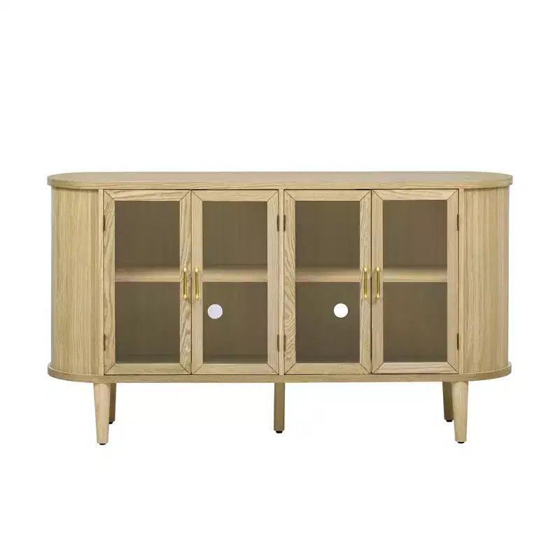 Bahut de rangement de ferme, buffet en bois, armoire d'appoint avec portes en verre et étagères réglables, noir/naturel