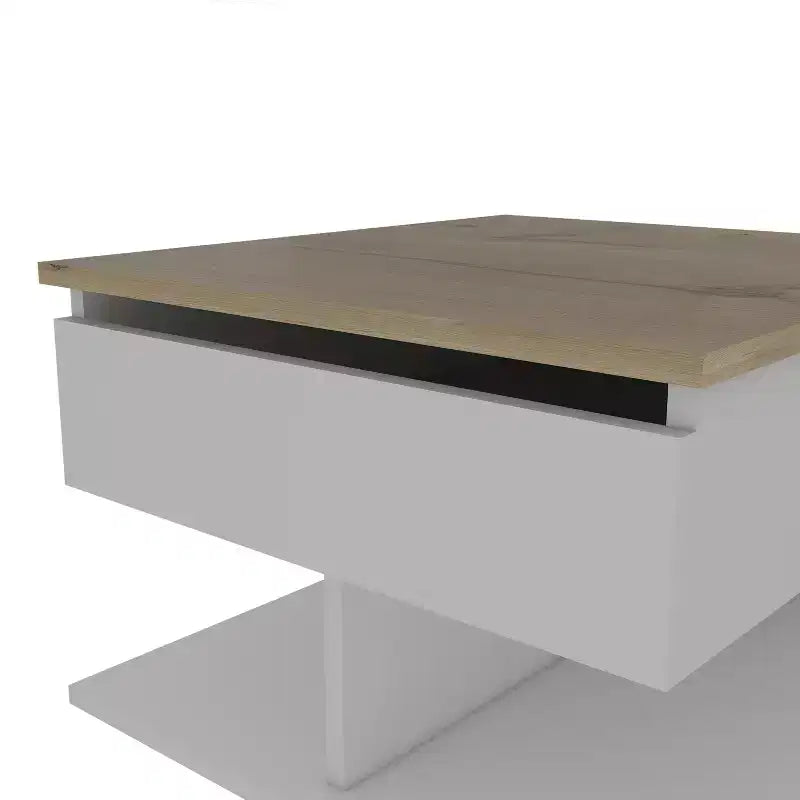 Table basse rectangulaire moderne à plateau relevable avec roulettes et 1 étagère ouverte pour salon/bureau, peu encombrante, 15,3 H