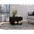 Table basse rectangulaire moderne à plateau relevable avec roulettes et 1 étagère ouverte pour salon/bureau, peu encombrante, 15,3 H