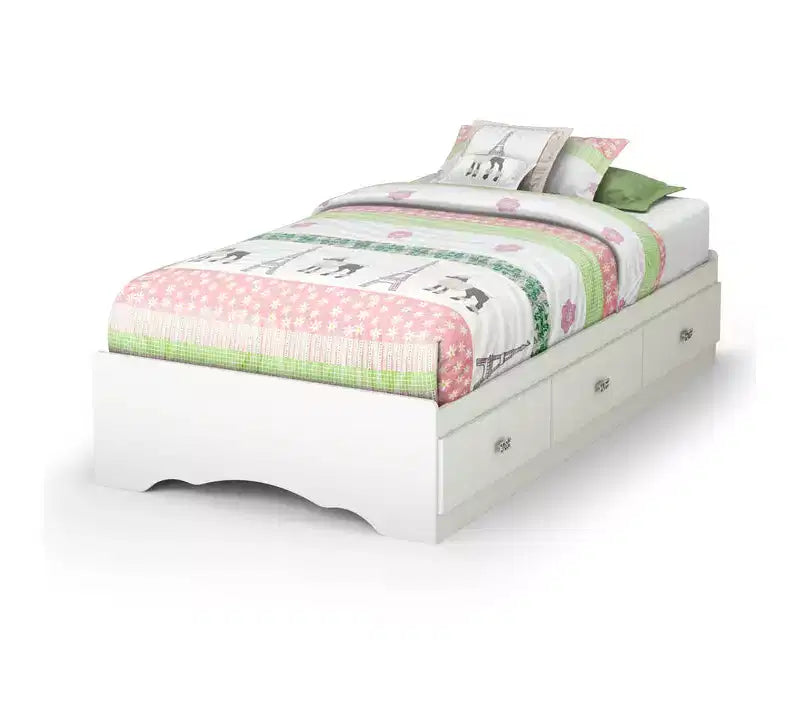HomeStock 14.75 in.H Twin Size White with Storage Beds made of Particle Board Bed Frame