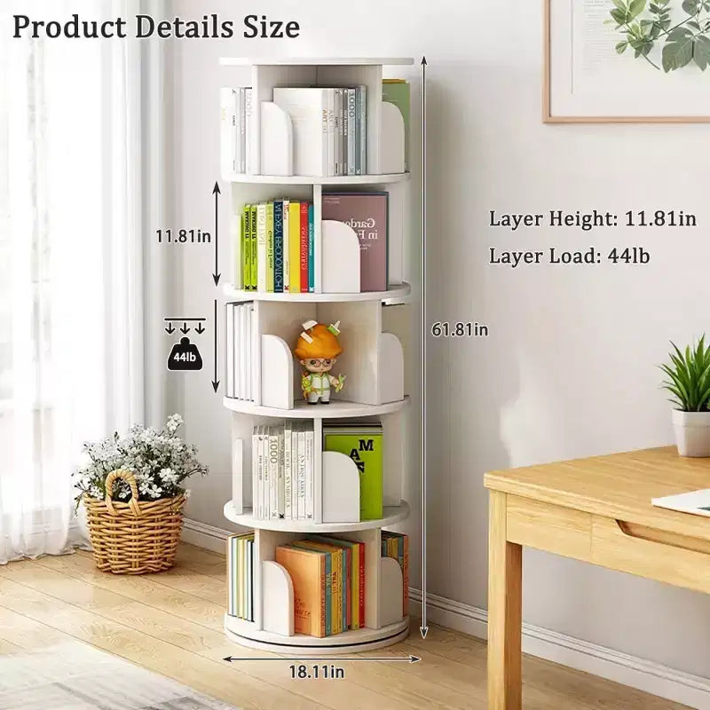 Étagère rotative à 5 niveaux | Affichage 360° | Peu encombrante | Blanc chaud | Chambre/Salon/Bureau