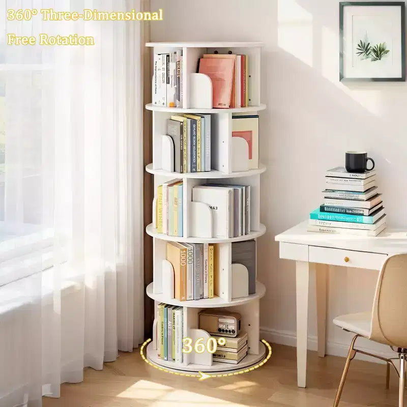 Étagère rotative à 5 niveaux | Affichage 360° | Peu encombrante | Blanc chaud | Chambre/Salon/Bureau