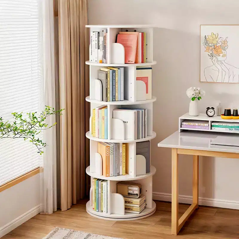 Étagère rotative à 5 niveaux | Affichage 360° | Peu encombrante | Blanc chaud | Chambre/Salon/Bureau