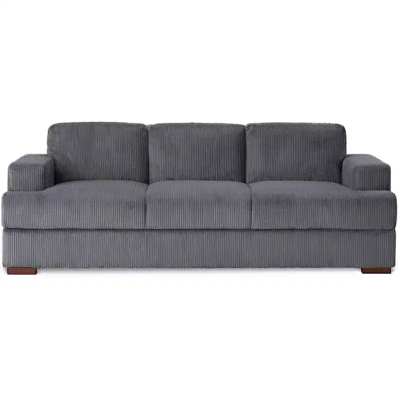 AMERLIFE Comfy Couch with Deep Seat& Wood Legs, Upholstered Sofa for Living Room