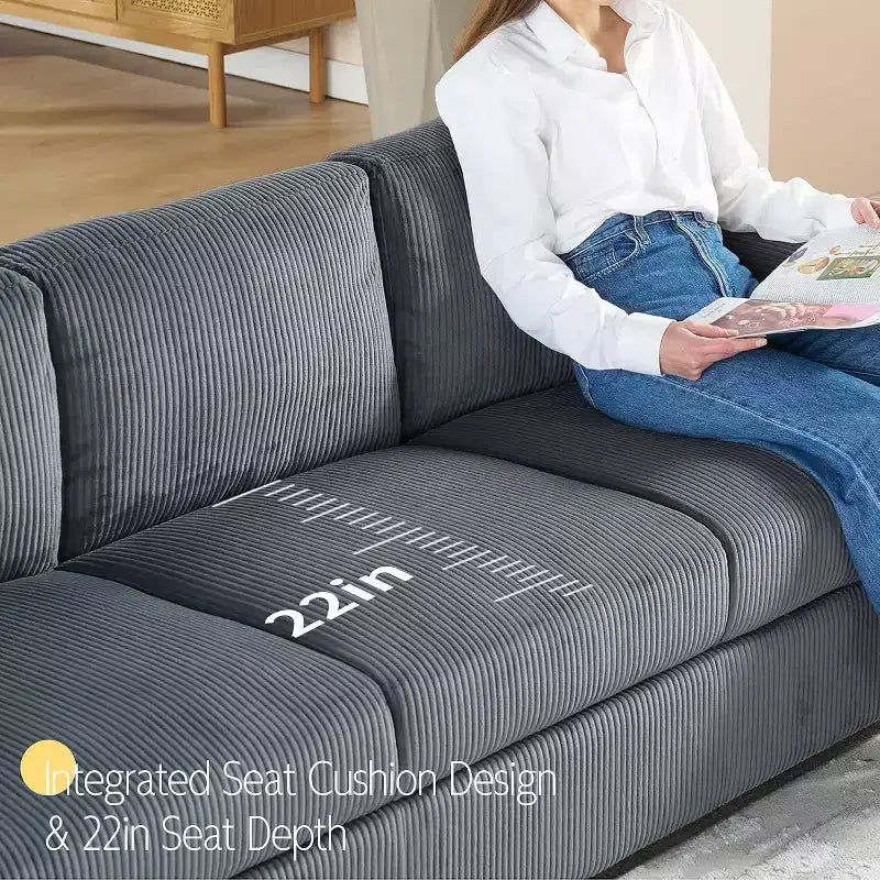Canapé confortable avec assise profonde et pieds en bois, canapé rembourré pour le salon