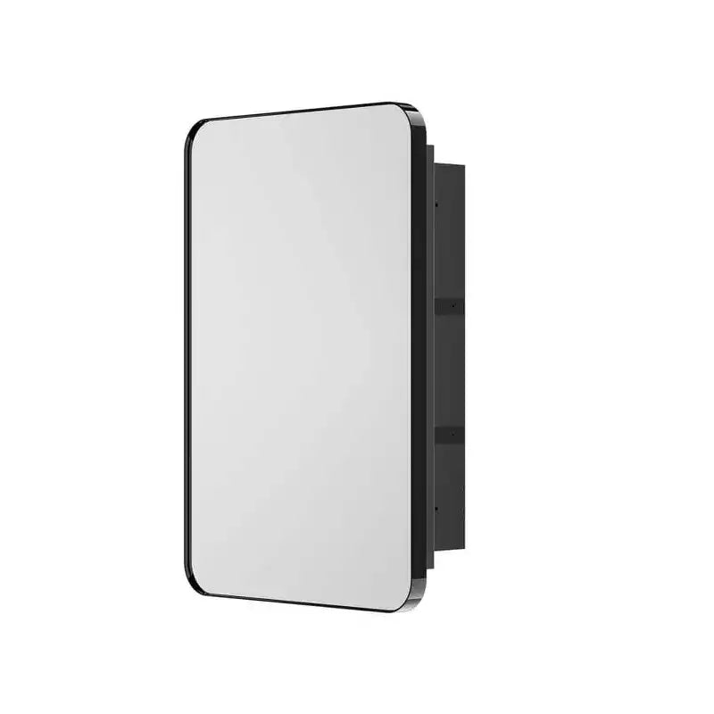 Armoire à pharmacie encastrée ou en saillie rectangulaire à cadre métallique avec miroir