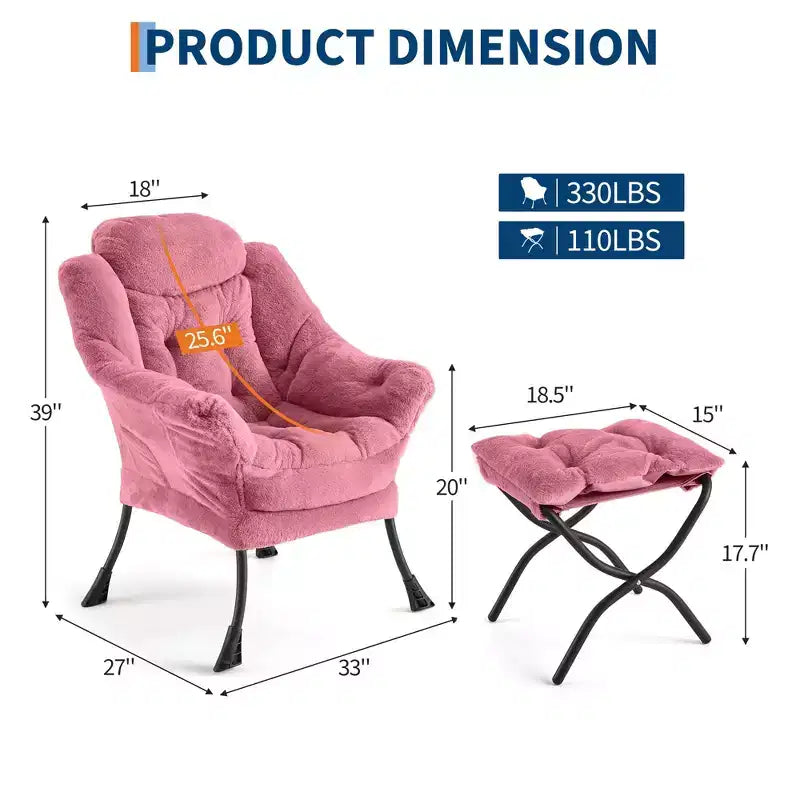 Fauteuil avec Ottomane - Canapé de lecture moderne, Fauteuil de loisirs avec Repose-pieds, Pochette latérale, pour Salon, Chambre, Dortoir et Bureau