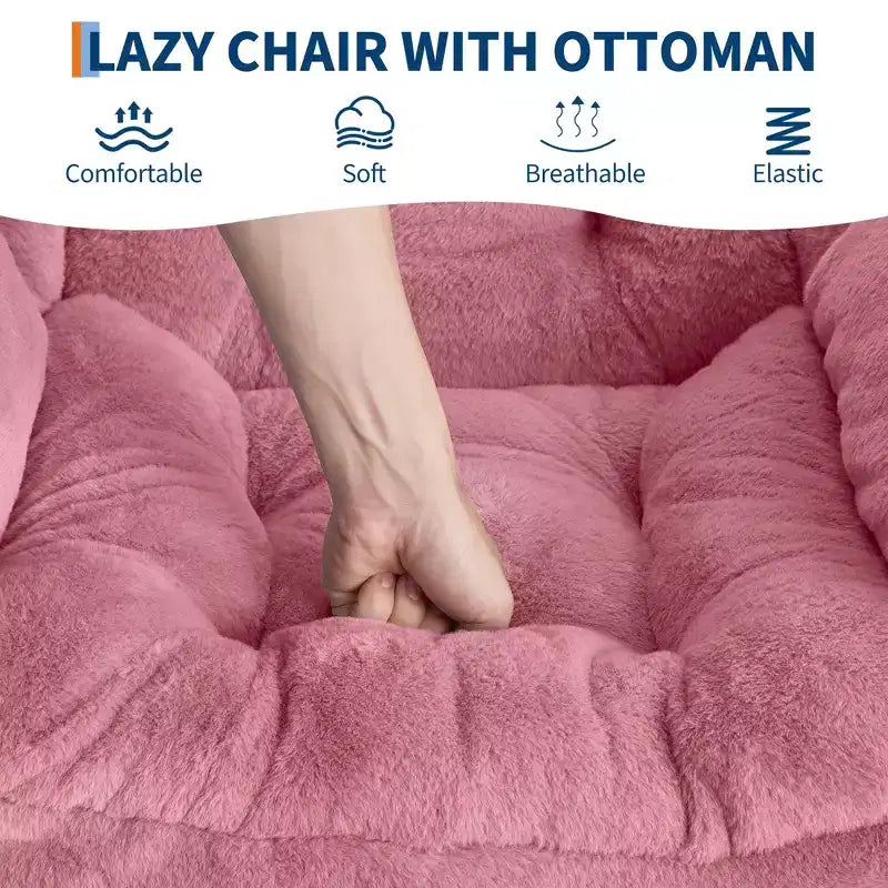 Fauteuil avec Ottomane - Canapé de lecture moderne, Fauteuil de loisirs avec Repose-pieds, Pochette latérale, pour Salon, Chambre, Dortoir et Bureau