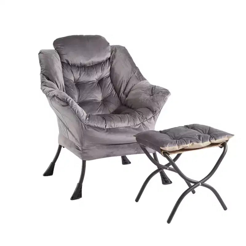 Fauteuil avec Ottomane - Canapé de lecture moderne, Fauteuil de loisirs avec Repose-pieds, Pochette latérale, pour Salon, Chambre, Dortoir et Bureau