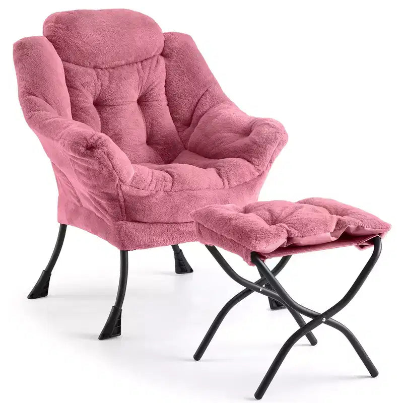 Fauteuil avec Ottomane - Canapé de lecture moderne, Fauteuil de loisirs avec Repose-pieds, Pochette latérale, pour Salon, Chambre, Dortoir et Bureau