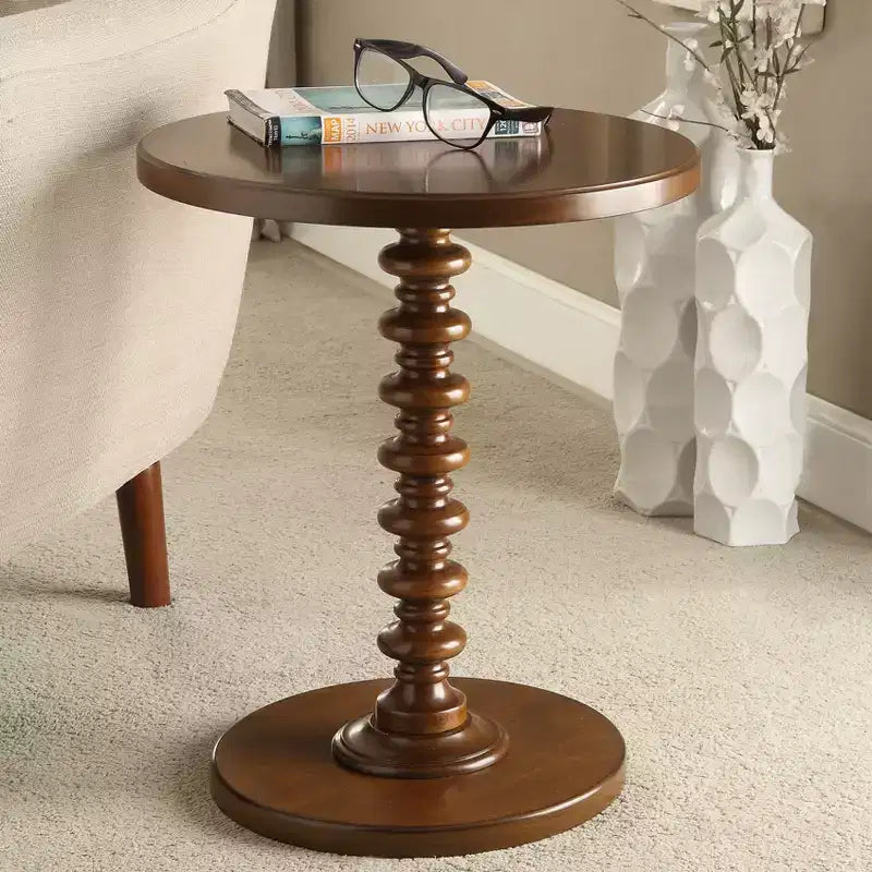 Table d'appoint ronde moderne en bois de 22 po