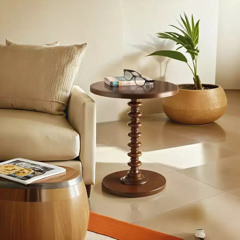Table d'appoint ronde moderne en bois de 22 po