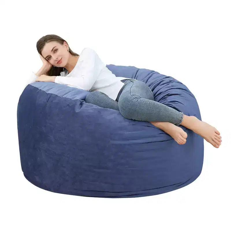 Pouf géant en mousse à mémoire de forme de 120 cm pour adultes, grand canapé avec housse amovible en microfibre moelleuse de 1,2 m