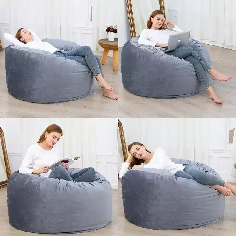 Pouf géant en mousse à mémoire de forme de 120 cm pour adultes, grand canapé avec housse amovible en microfibre moelleuse de 1,2 m