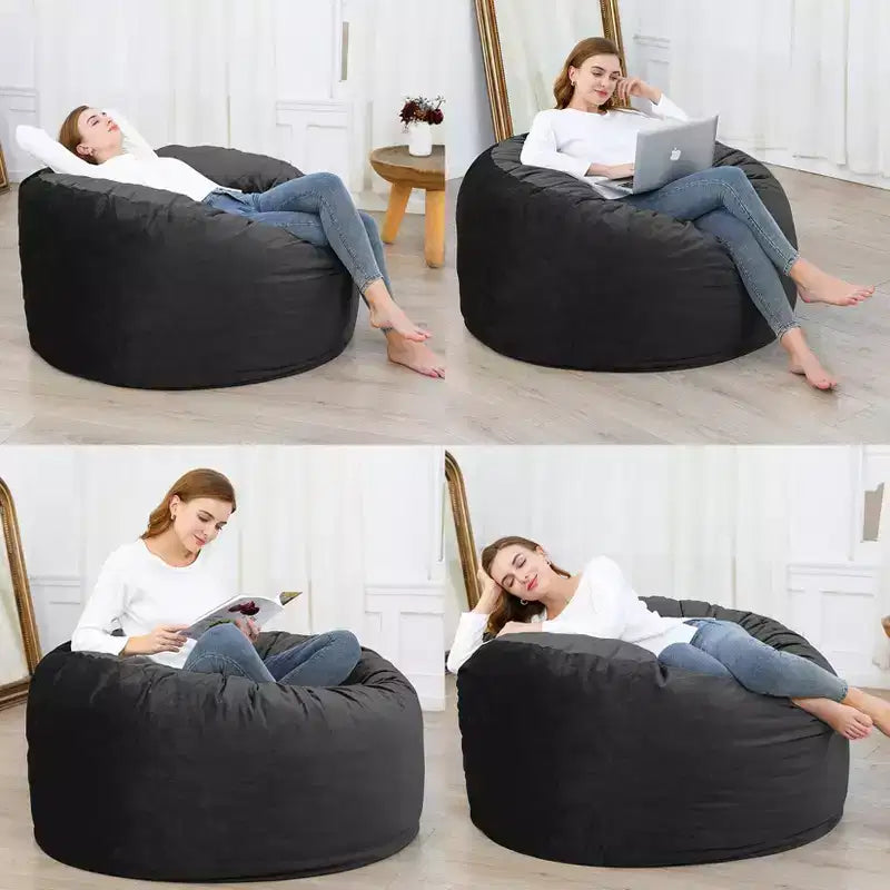 Pouf géant en mousse à mémoire de forme de 120 cm pour adultes, grand canapé avec housse amovible en microfibre moelleuse de 1,2 m