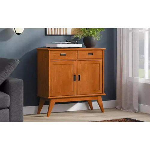 Meuble de rangement pour entrée en bois massif, style Mid-Century Moderne, de 91 cm de large