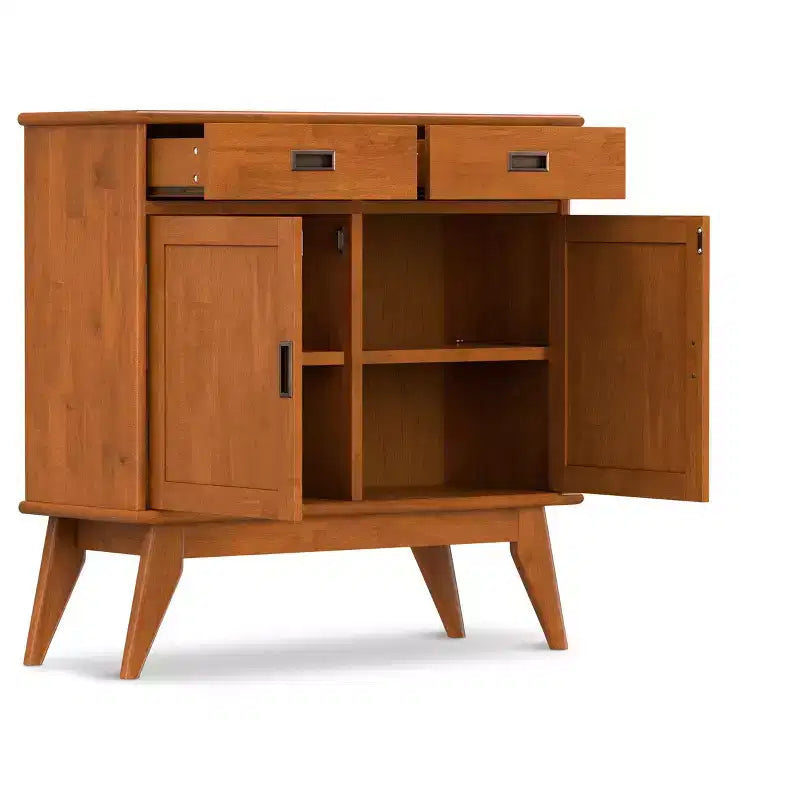 Meuble de rangement pour entrée en bois massif, style Mid-Century Moderne, de 91 cm de large