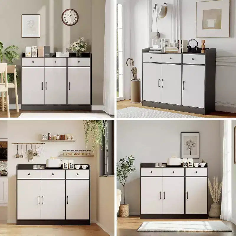 Buffet bahut moderne avec tiroirs et étagères, meuble de rangement de 120 cm pour salle à manger, cuisine, salon, entrée