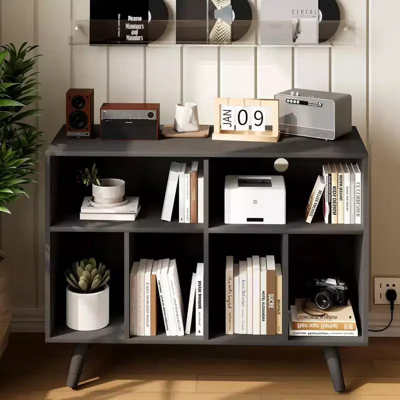 Meuble Platine Vinyle avec Rangement, Bibliothèque Décorative de 100 cm pour Platine Vinyle, Peut Contenir Jusqu'à 350 Albums, Meuble de Salon