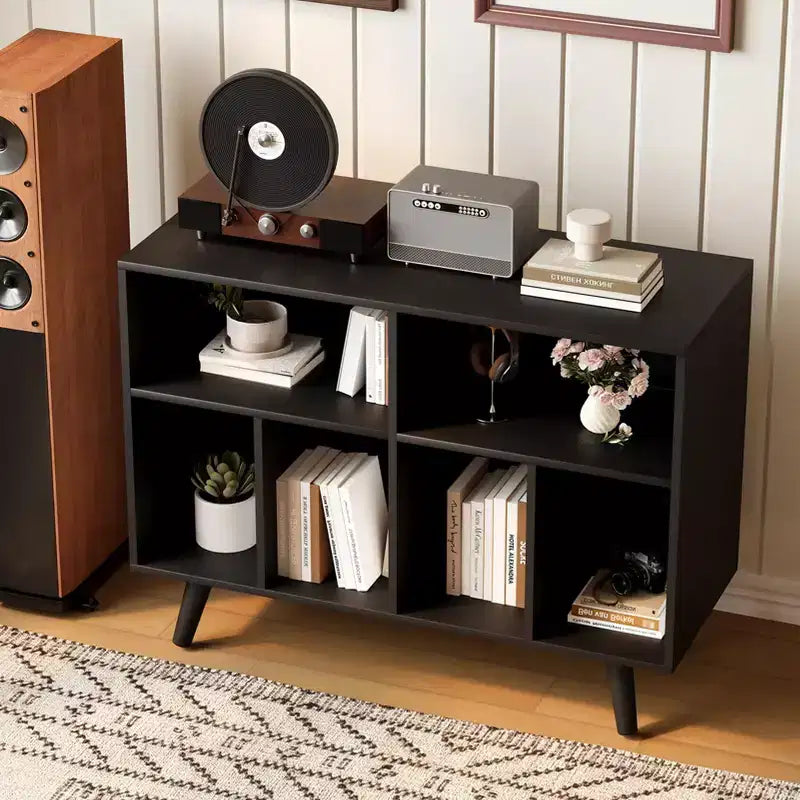 COZONY Record Player Stand with Vinyl Storage, 39.5 Decorative Bookshelf Turntable Stand Holds up to 350 Albums Living Room