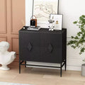 31.5 Inch Modern Storage Cabinet with 2 Doors & Metal Legs, 2-Tier Wooden Buffet Server for Dining Room Entryway