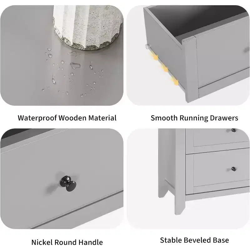 Commode à 6 tiroirs pour chambre à coucher, grande commode de 54 pouces de large avec tiroirs profonds et poignées en métal, commodes modernes en bois pour entrée, couloir