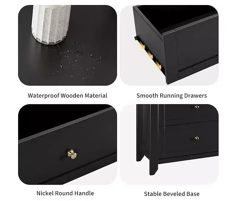 Commode à 6 tiroirs pour chambre à coucher, grande commode de 54 pouces de large avec tiroirs profonds et poignées en métal, commodes modernes en bois pour entrée, couloir