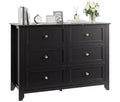6 Drawer Dresser for Bedroom, 54 Wide Large Dresser with Deep Drawers & Metal Knobs, Modern Wooden Chests of Drawers for Entryway, Hallway