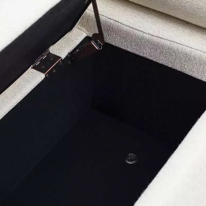 Banc de rangement élégant avec accoudoirs cylindriques, banc de bout de lit rembourré avec pieds en fer, banc d'entrée pour salon, chambre à coucher