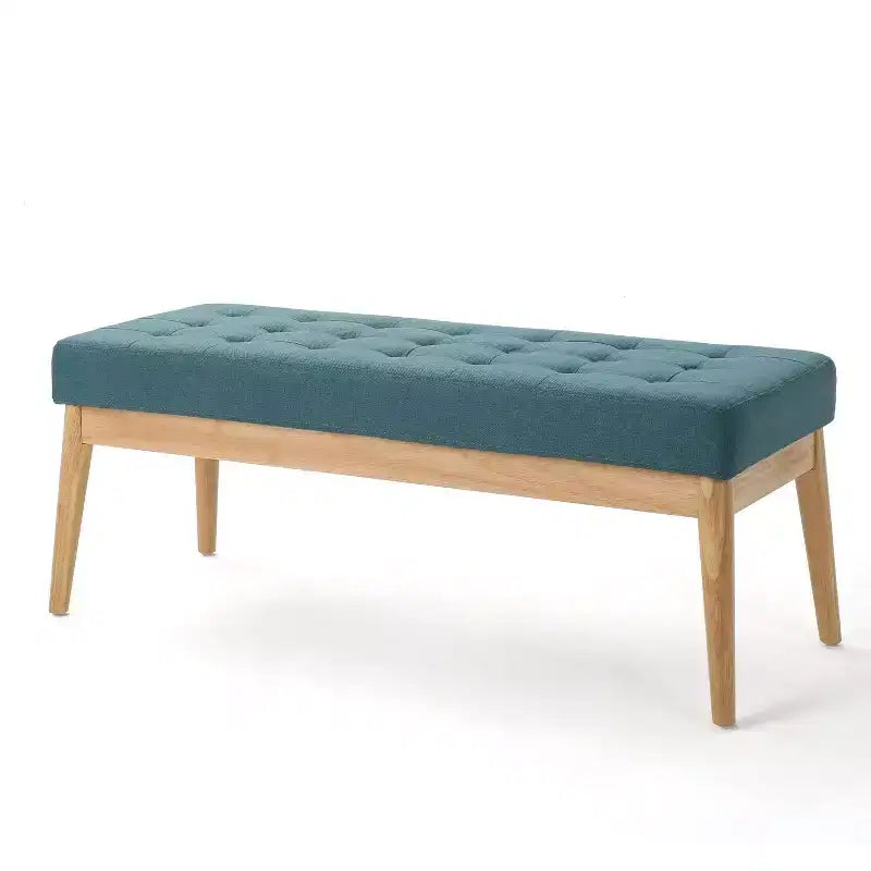 Banc d'entrée moderne Okak avec cadre en bois, pouf repose-pieds avec siège rembourré, banc de bout de lit pour salon, chambre à coucher