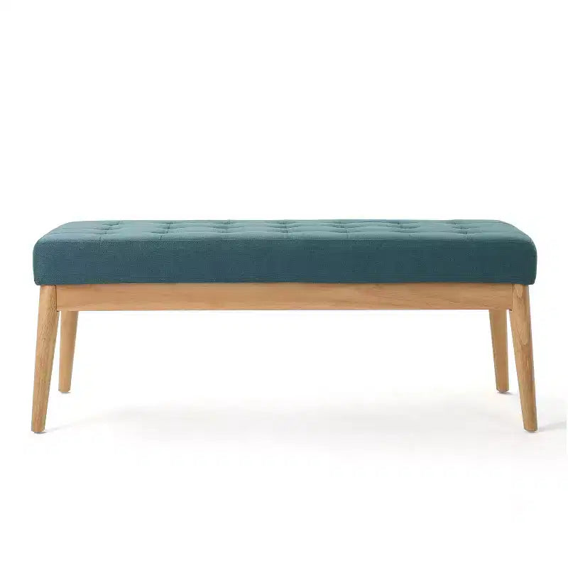 Banc d'entrée moderne Okak avec cadre en bois, pouf repose-pieds avec siège rembourré, banc de bout de lit pour salon, chambre à coucher