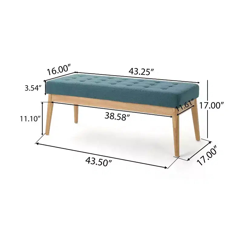 Banc d'entrée moderne Okak avec cadre en bois, pouf repose-pieds avec siège rembourré, banc de bout de lit pour salon, chambre à coucher