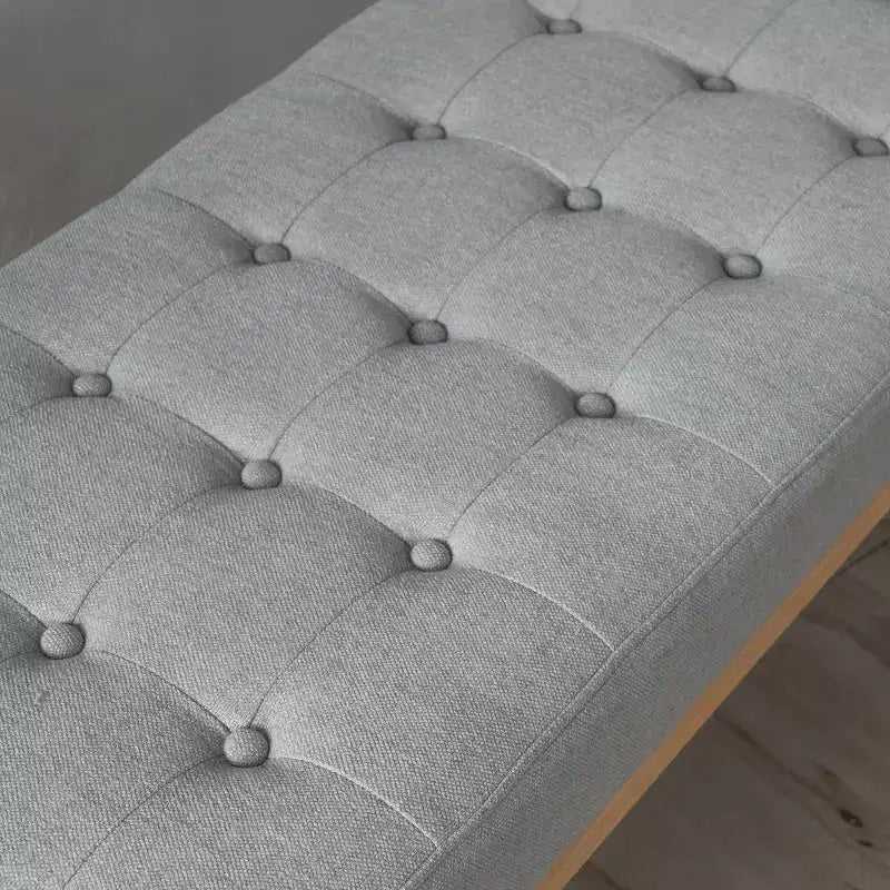 Banc d'entrée moderne Okak avec cadre en bois, pouf repose-pieds avec siège rembourré, banc de bout de lit pour salon, chambre à coucher