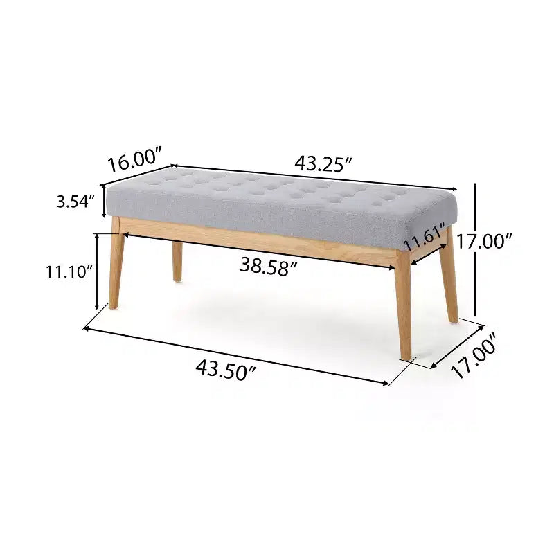 Banc d'entrée moderne Okak avec cadre en bois, pouf repose-pieds avec siège rembourré, banc de bout de lit pour salon, chambre à coucher