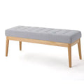 Banc d'entrée moderne Okak avec cadre en bois, pouf repose-pieds avec siège rembourré, banc de bout de lit pour salon, chambre à coucher