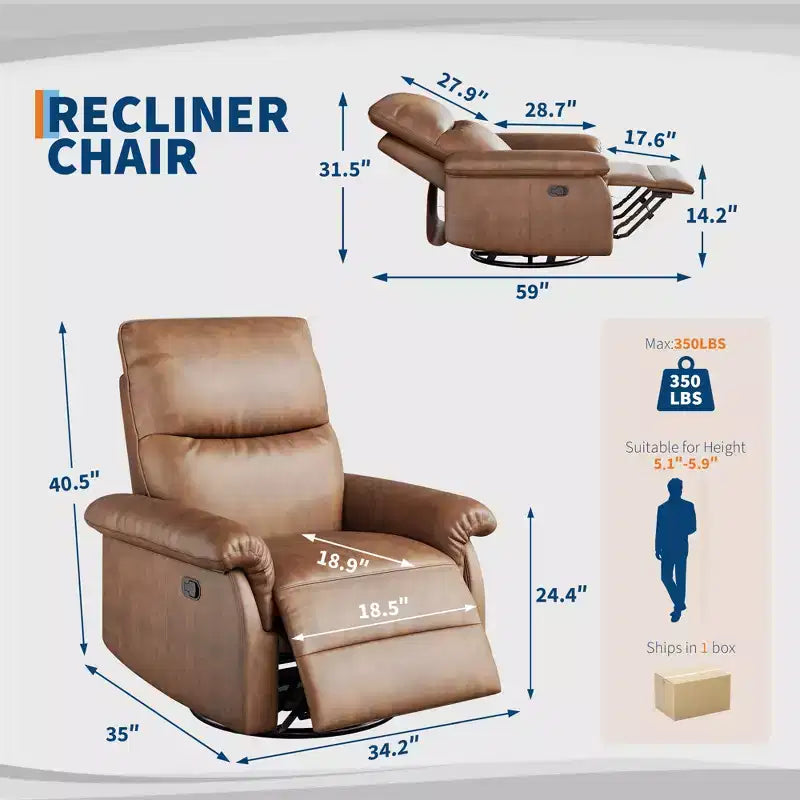 Fauteuil inclinable, pivotant et à bascule, planeur à bascule à siège profond, pour salon, chambre à coucher