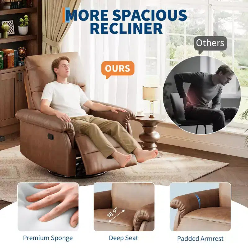 Fauteuil inclinable, pivotant et à bascule, planeur à bascule à siège profond, pour salon, chambre à coucher