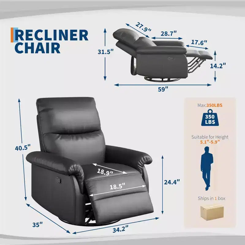 Fauteuil inclinable, pivotant et à bascule, planeur à bascule à siège profond, pour salon, chambre à coucher