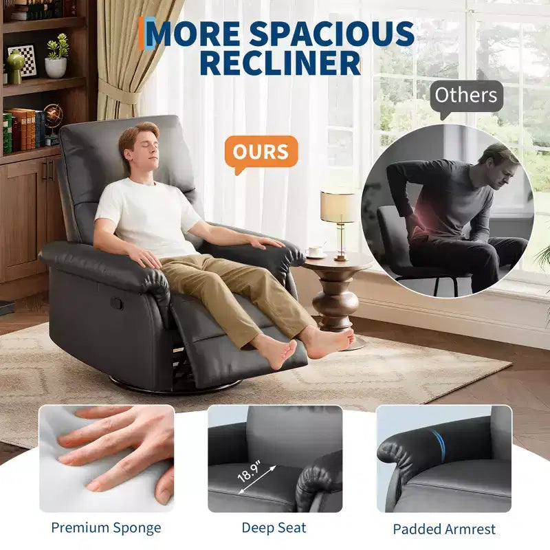 Fauteuil inclinable, pivotant et à bascule, planeur à bascule à siège profond, pour salon, chambre à coucher