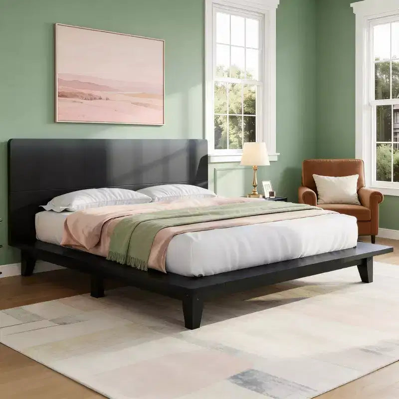 Luxystar Modern Full Size Platform Bed Frame with Headboard