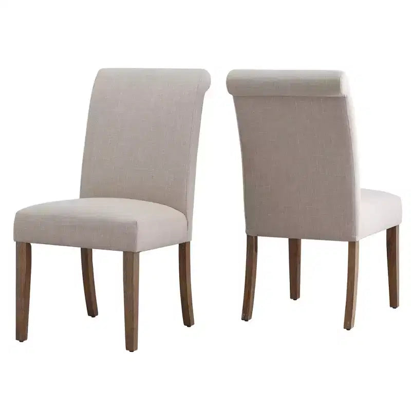 Walton Park Slipcovered Rolled Back Parsons Chairs (Set of 2) - Light Natural/Beige - iNSPIREQ