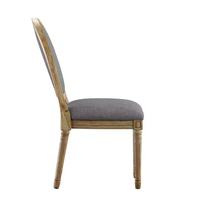 Chaises de salle à manger rondes en lin et en bois