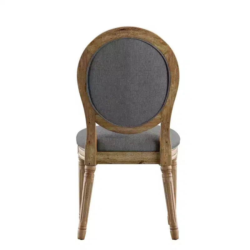 Chaises de salle à manger rondes en lin et en bois