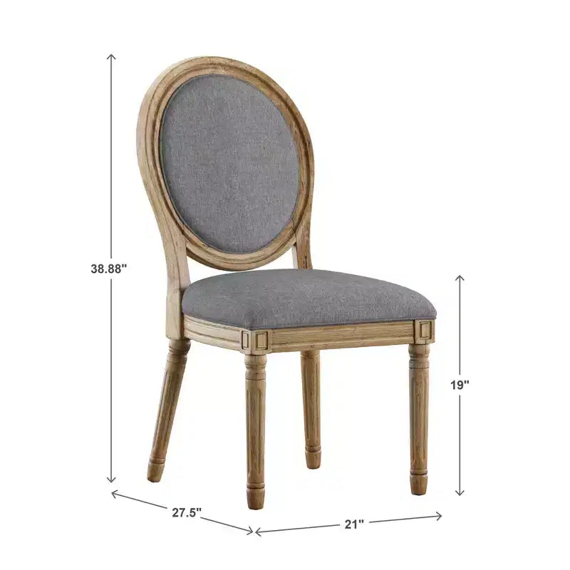 Chaises de salle à manger rondes en lin et en bois